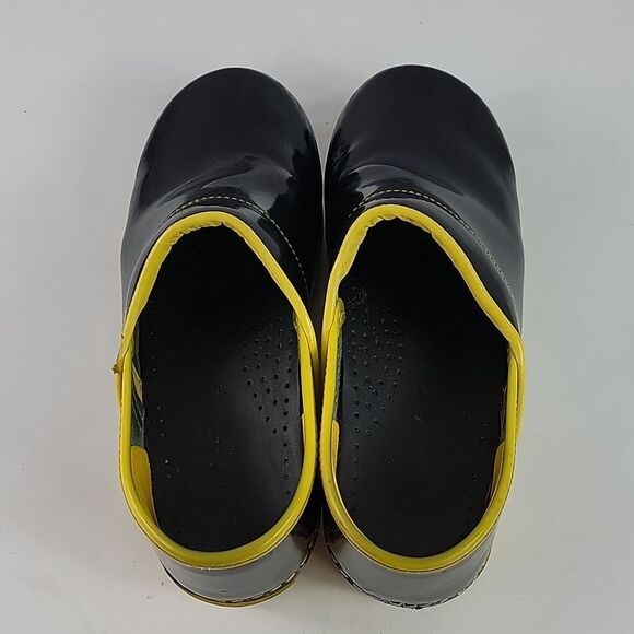 Sanita Xenia Black / Yellow Leather Women's Clogs - Picture 10 of 16